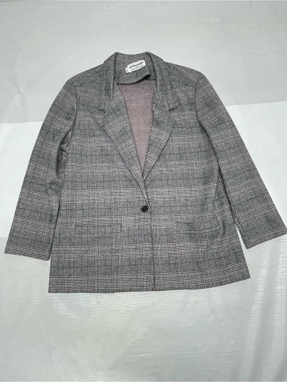Alfred Dunner Gray Plaid Single-Button Blazer Sz: 14